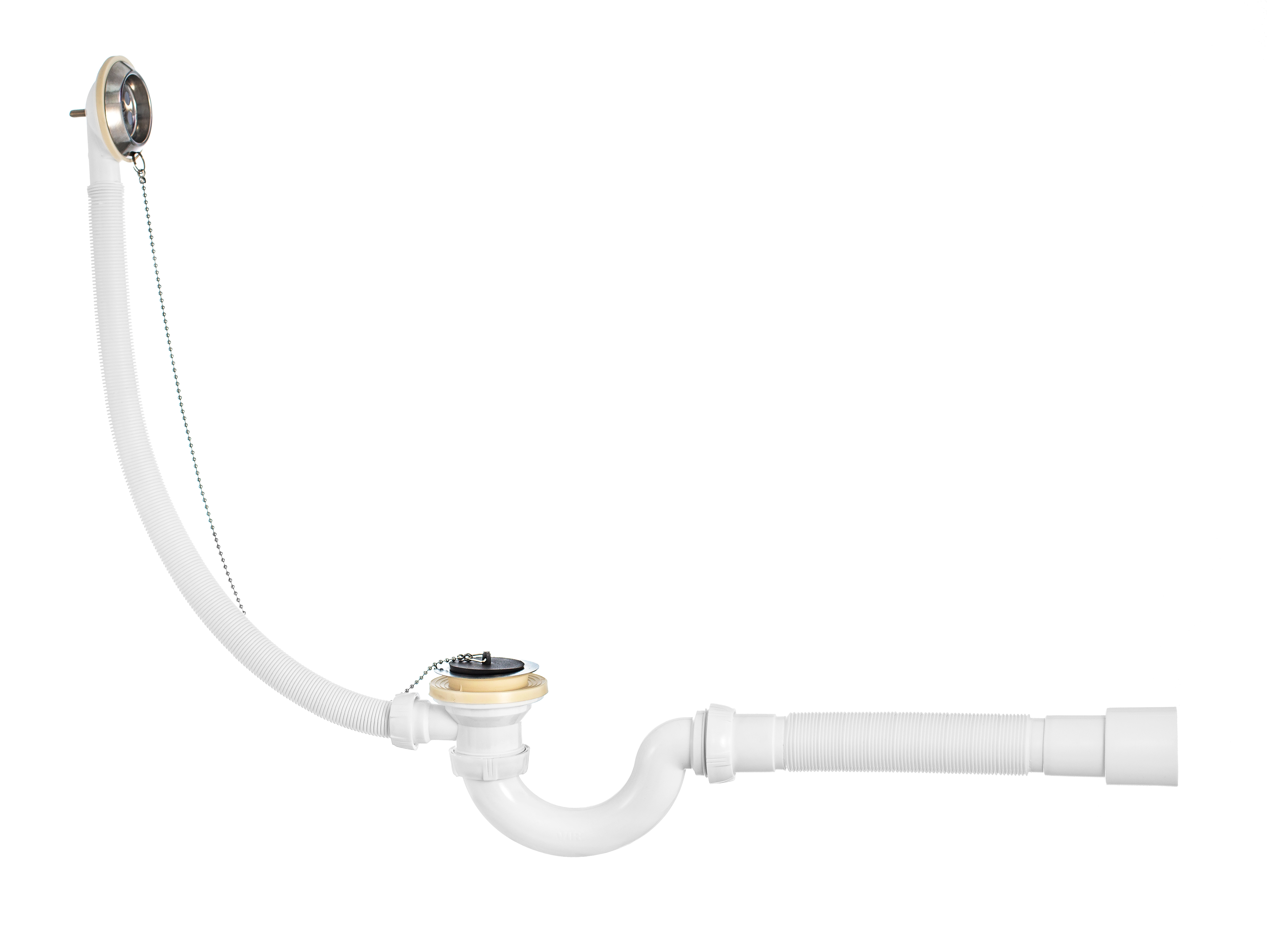 Слив-перелив с сифоном S-образный 1'1/2x40 мм с гофротрубой 40X40/50 мм