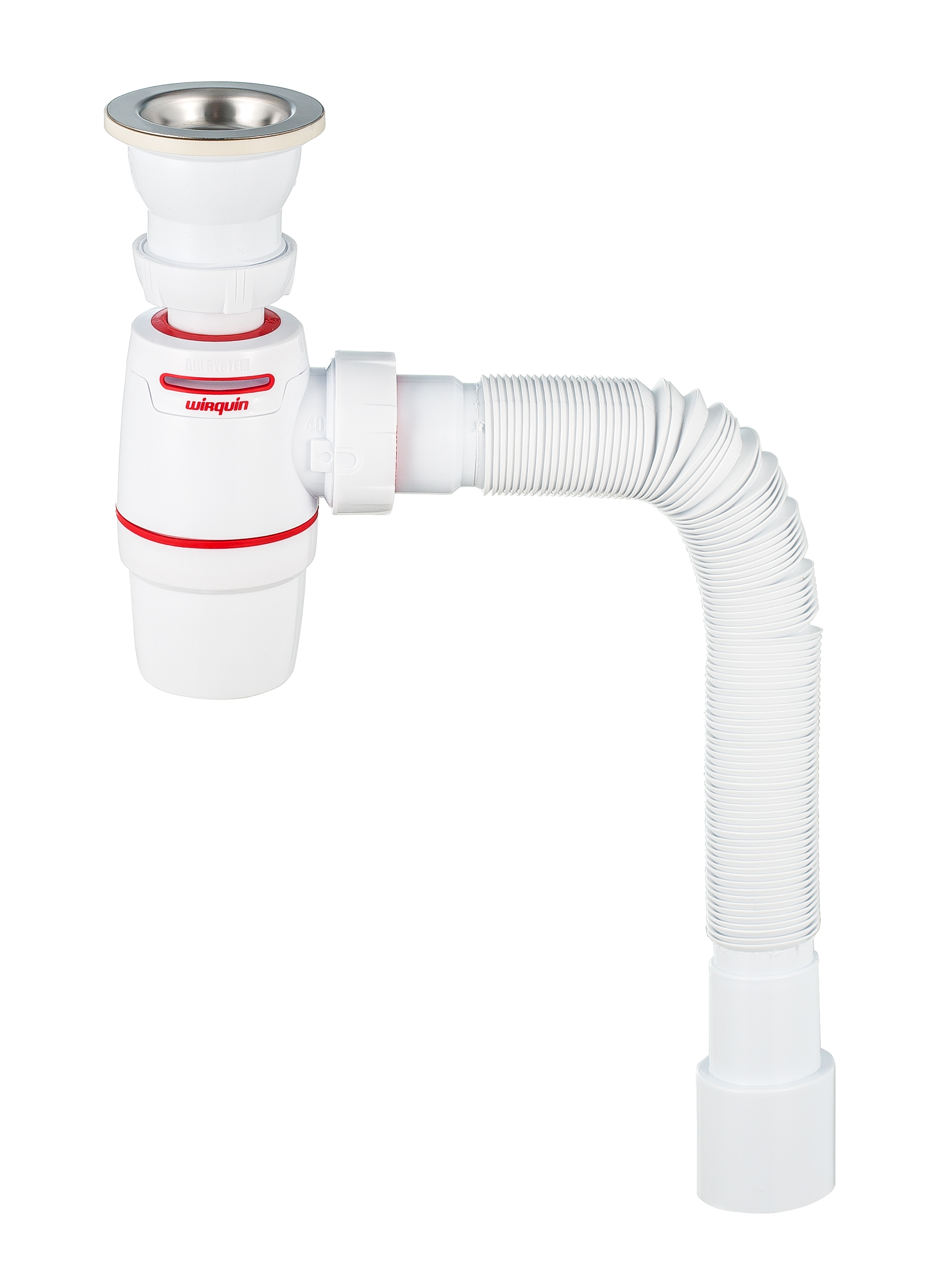 Сифон NEO AIR для мойки с выпуском 1'1/2x40 мм и гофротрубой L800 мм 40x40/50 мм