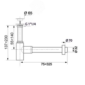 Сифон LINEIS для раковины 1'1/4x32 с выпуском, отвод с декоративной розеткой, черный матовый, латунь - фото 3