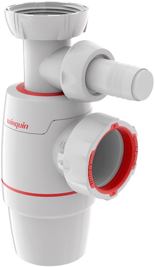 Изображение товара Сифон WIRQUIN NEO для мойки без выпуска 40 мм с отводом для стиральной посудомоечной машины