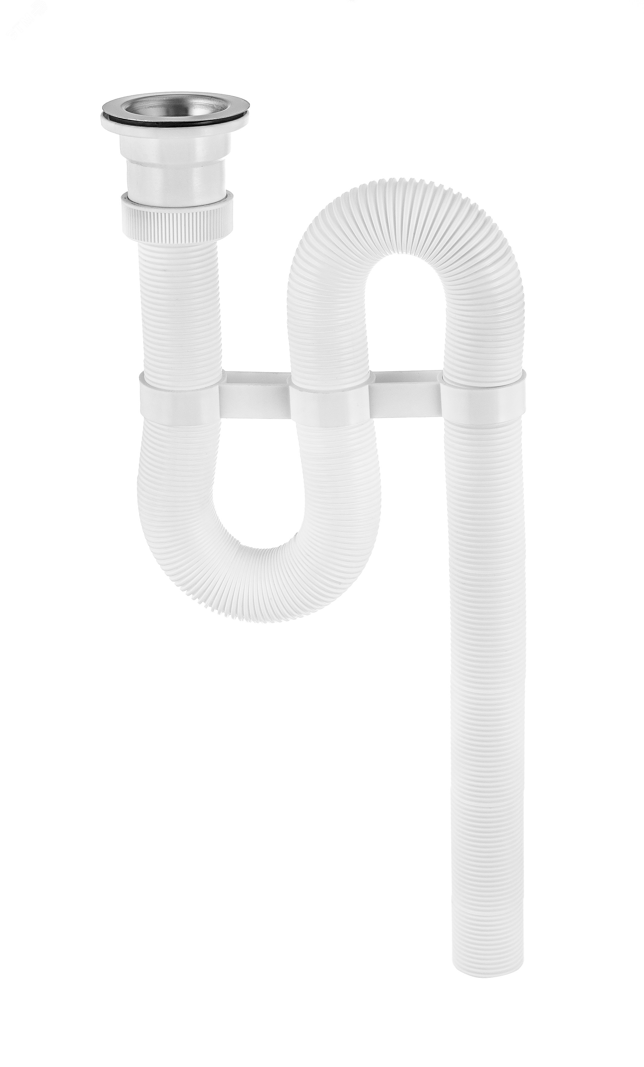 Изображение товара Сифон гофрированный с нержавеющей чашкой D70 мм белый ECONOM серия VIRPlast