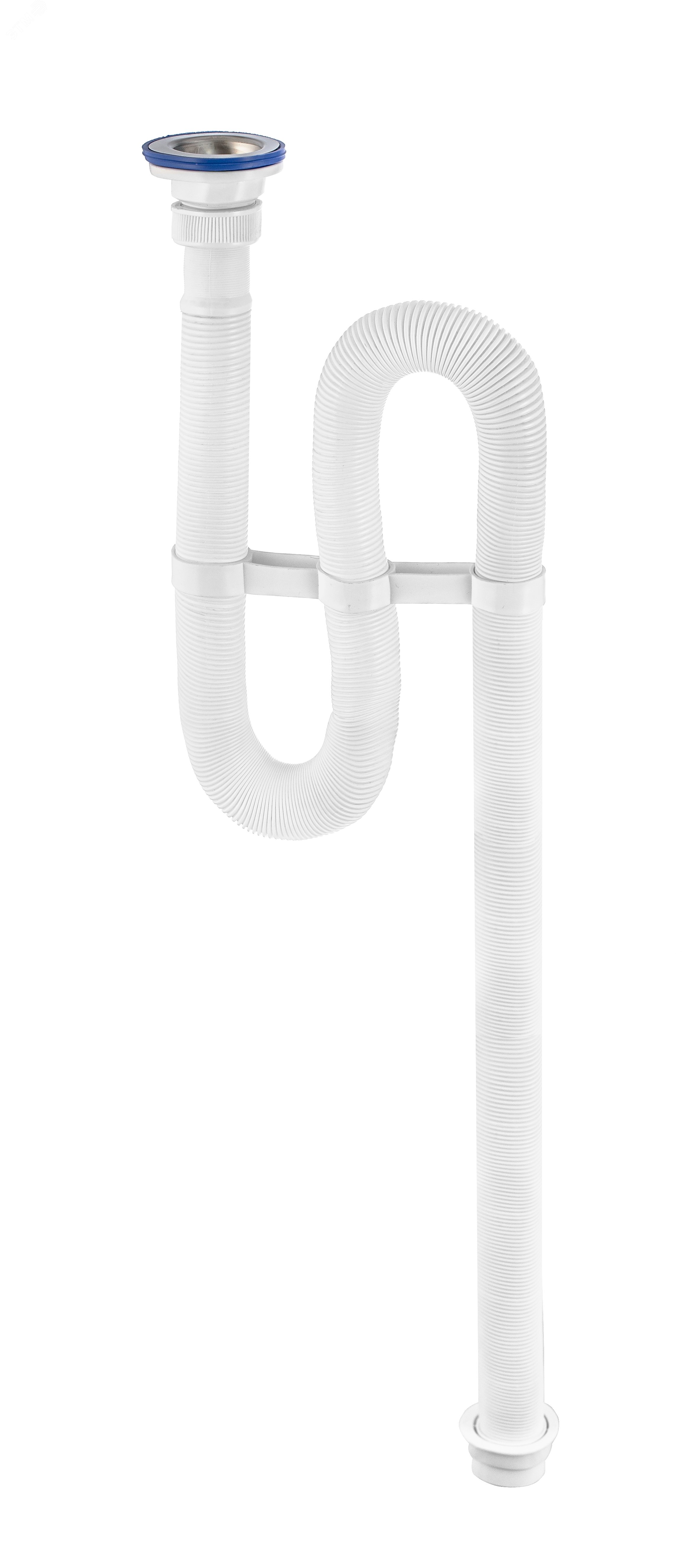 Изображение товара Сифон гофрированный VIR 1.5 м с нержавеющей чашкой D70 мм