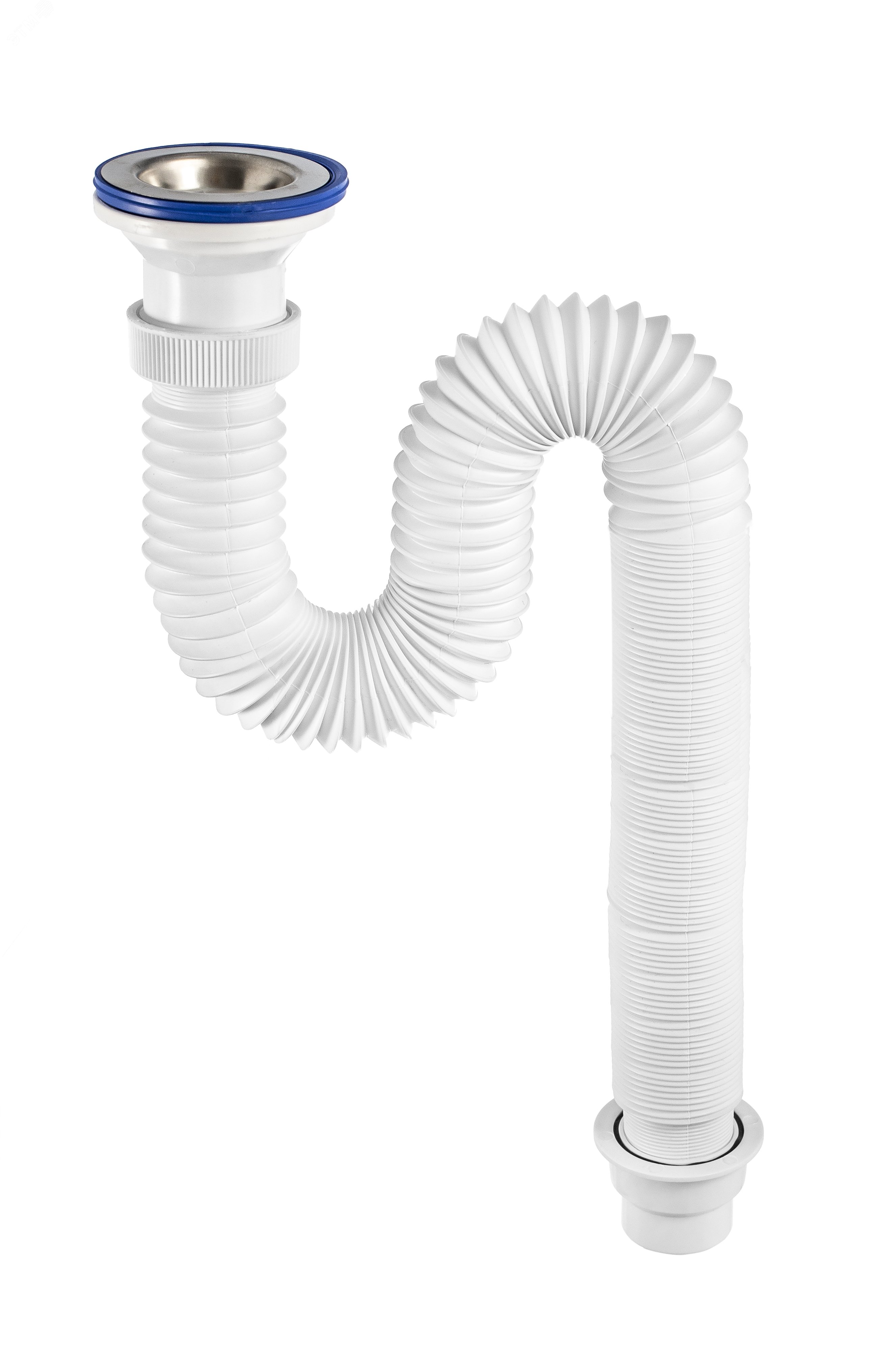 Изображение товара Сифон гофрированный ЭЛИТ с нержавеющей чашкой D70 мм L800 мм 1'1/2 - D40/50