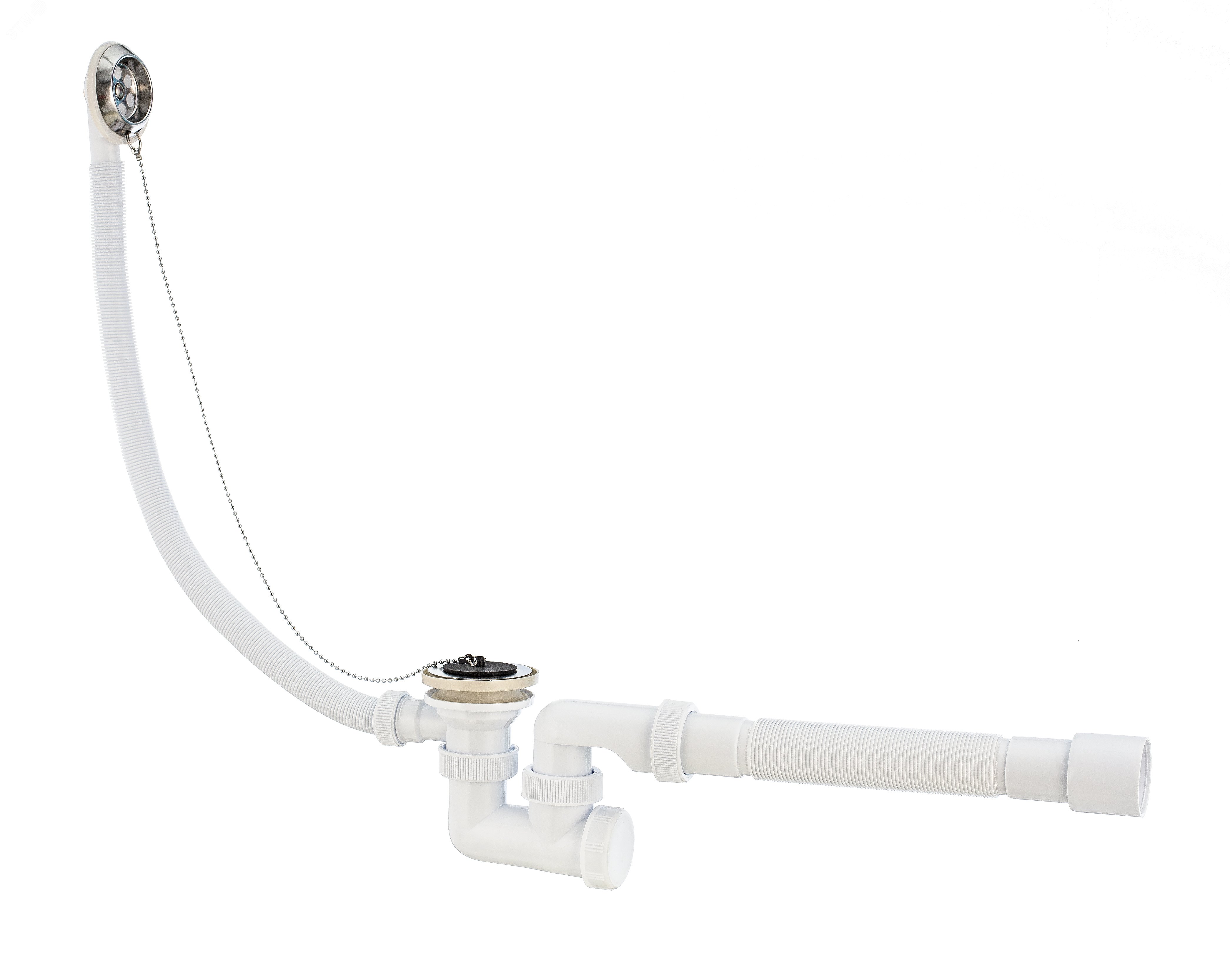 Изображение товара Сифон Универсал для ванн с нержавеющими чашками и гофротрубой 600 мм VIRPlast