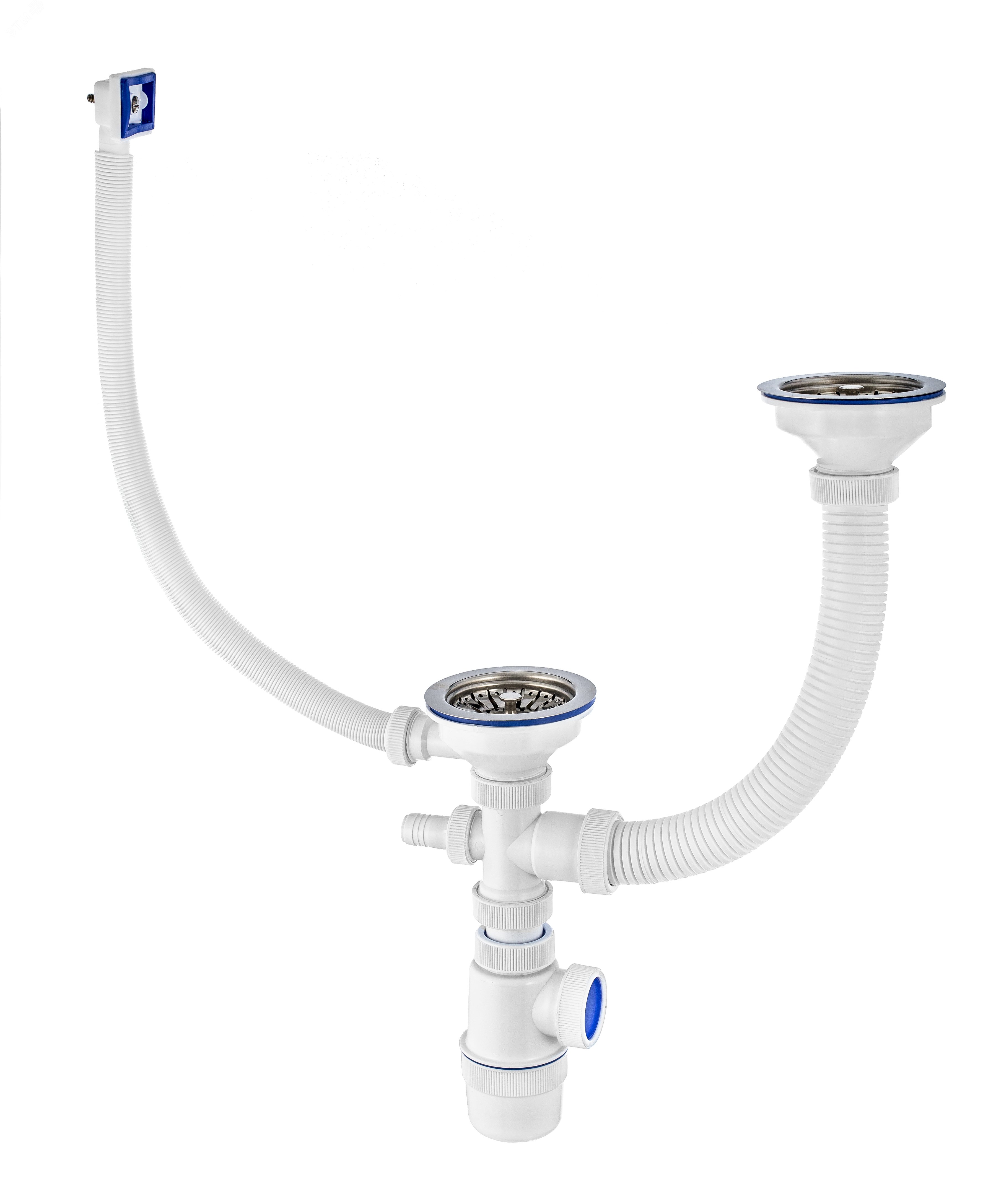 Изображение товара Сифон ЭЛИТ для двойной мойки с нержавеющей чашкой D114 мм и отводом 40 мм