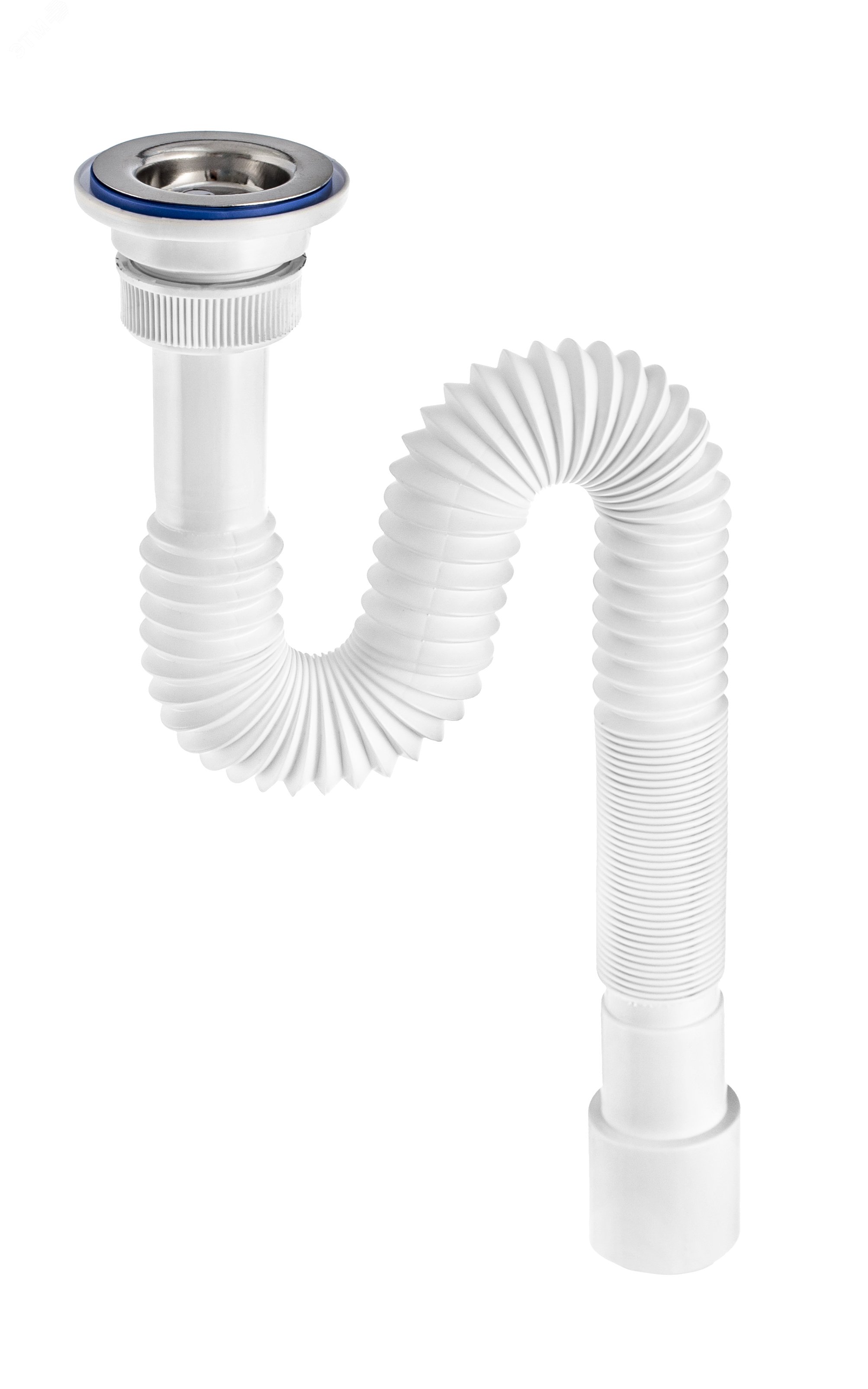 Изображение товара Сифон мини ЭЛИТ гофрированный с нержавеющей чашкой D63 мм L1200 мм