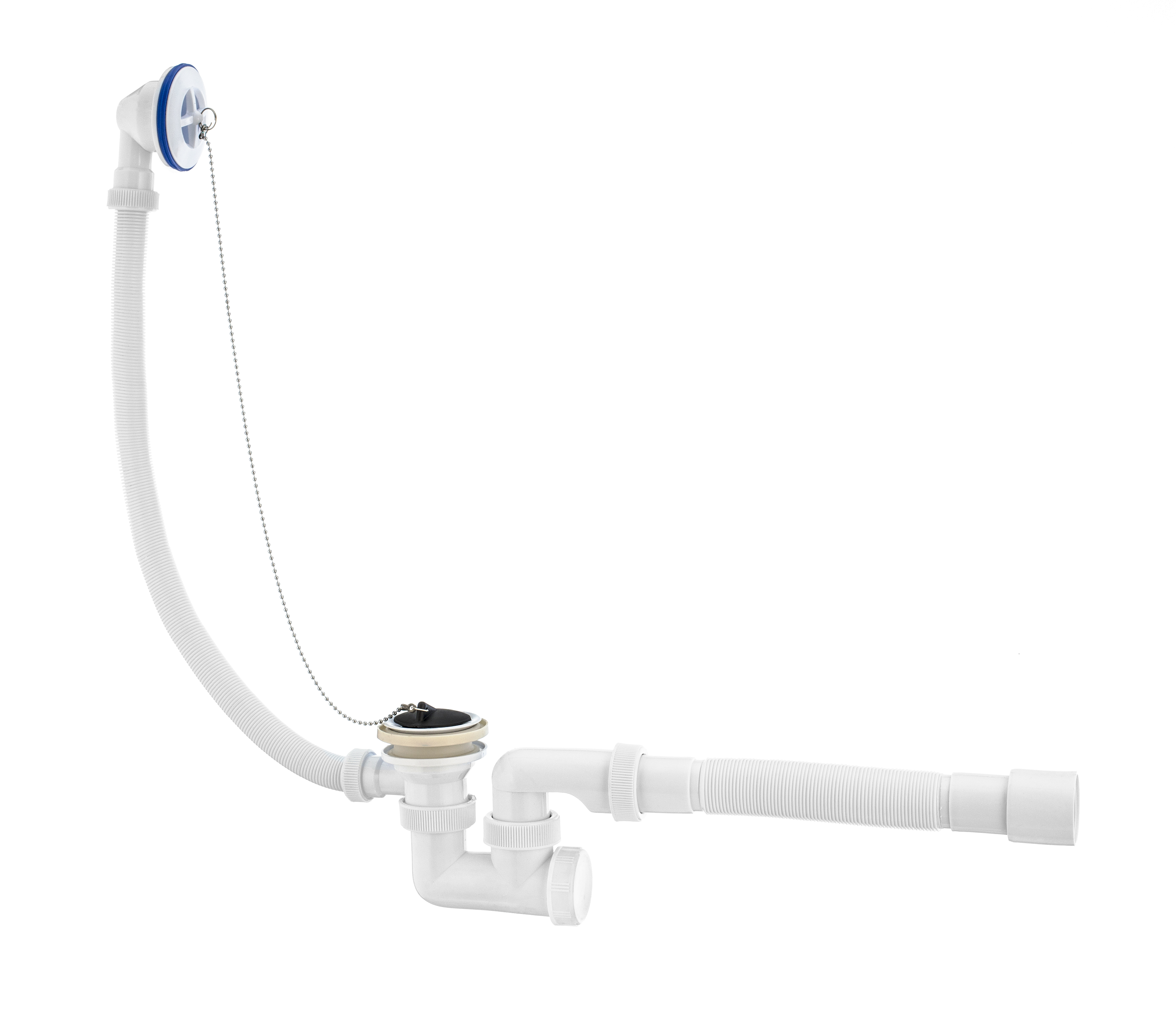 Сифон УНИВЕРСАЛ для ванн с пластиковыми чашками и с гофротрубой L 800 мм D40/50