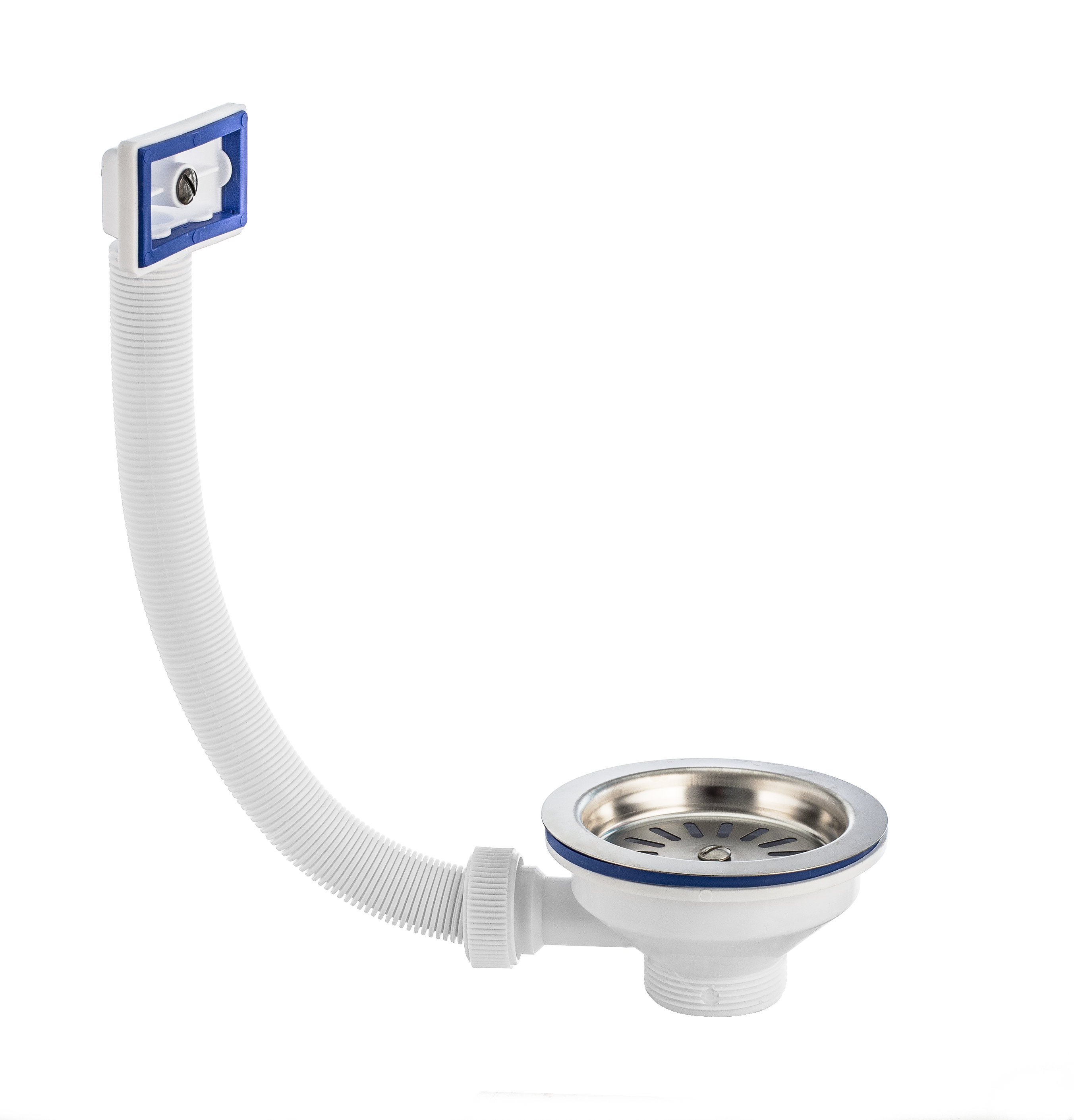 Выпуск ЭЛИТ с плоской нержавеющей чашкой D114 мм и с переливом 3'1/2