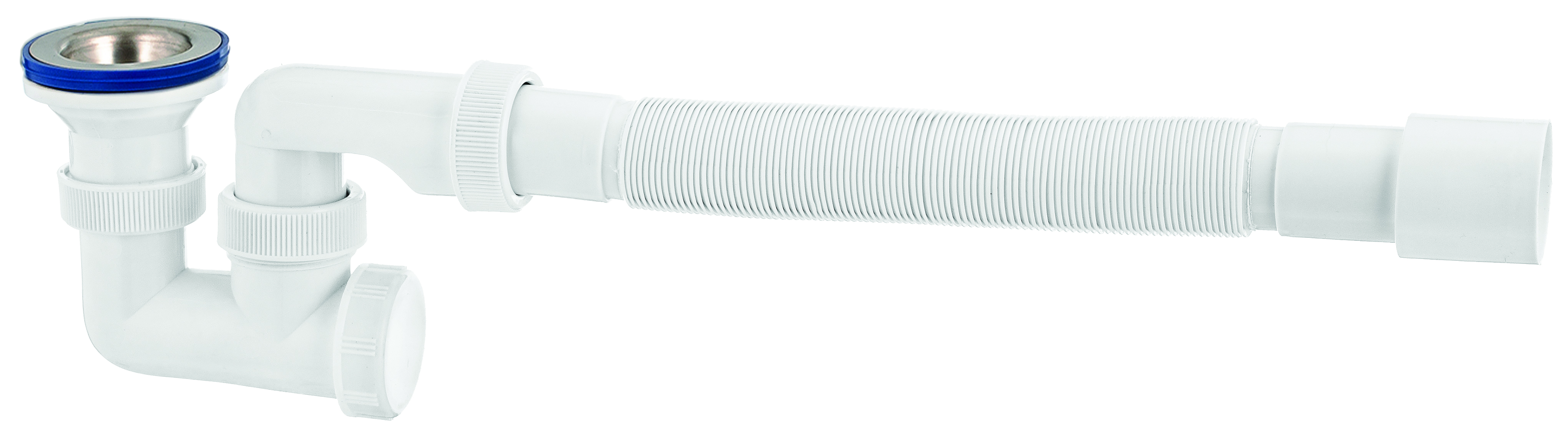 Сифон УНИВЕРСАЛ для душевого поддона с нержавеющей чашкой и с гофротрубой L 600 мм D40/50