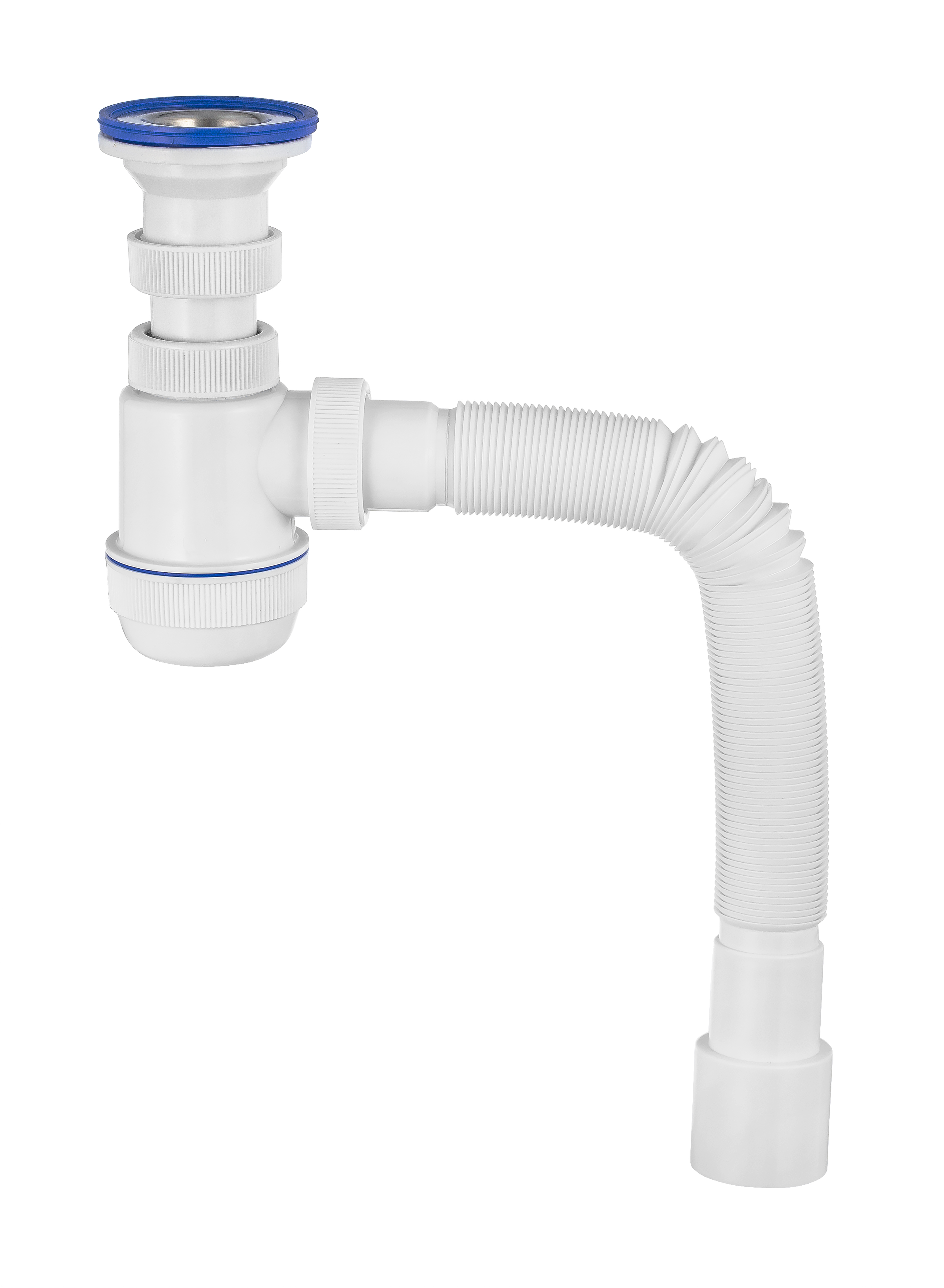 Сифон МИНИ ЭЛИТ для раковин 1'1/2X40/50 мм с нержавеющей чашкой 63 мм и с гофротрубой L800 мм