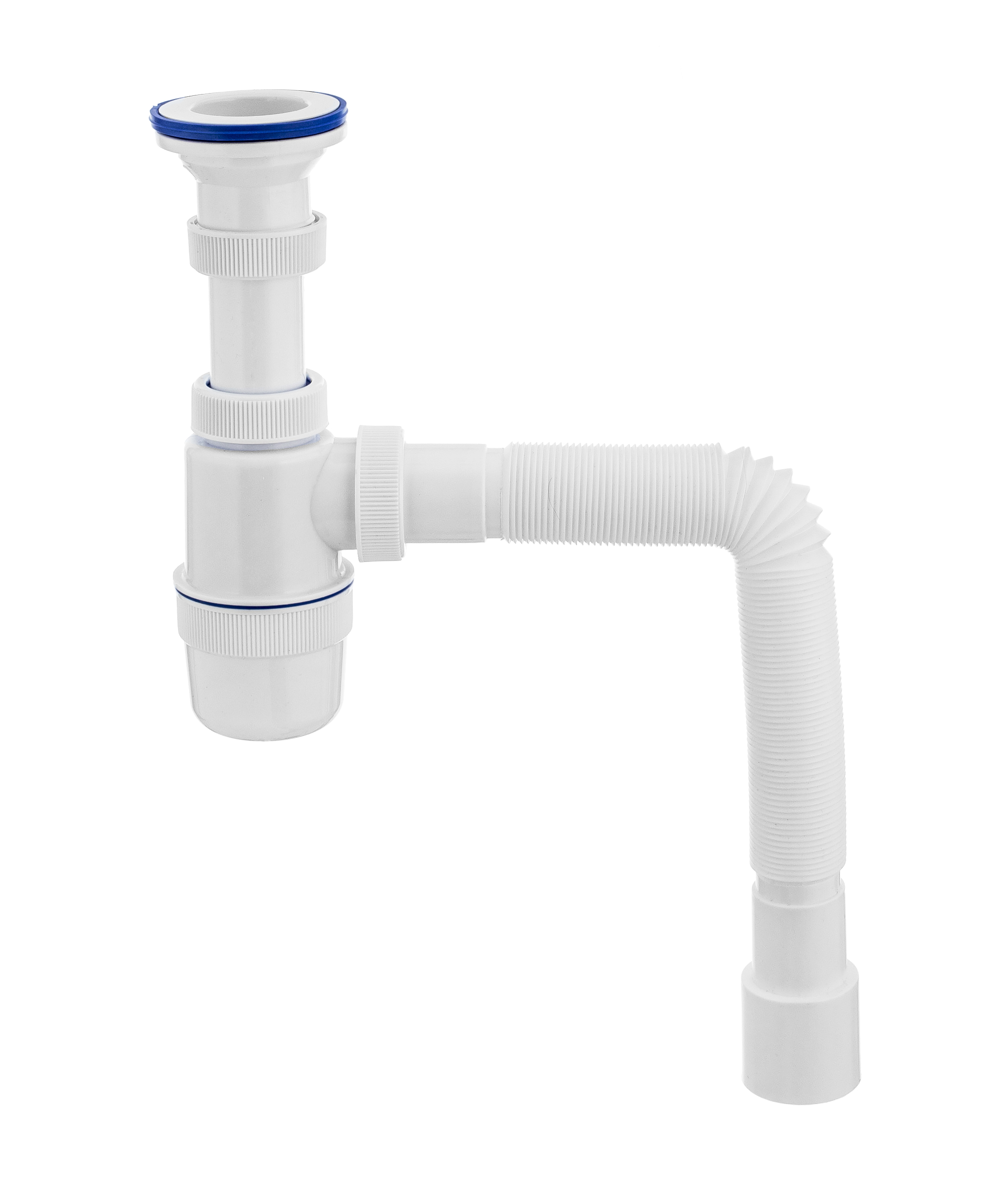 Сифон ЭЛИТ для моек и раковин 1'1/2X40 мм с пластиковой решеткой и гофротрубой 40x40/50 мм L800 мм универсальный