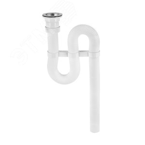 Изображение товара Сифон ЭКОНОМ гофрированный с нержавеющей чашкой D70 мм белый (шт)