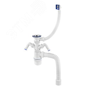 Изображение товара Сифон ЭЛИТ для моек и раковин 1'1/2X40/50 мм с нержавеющей чашкой 70 мм и переливом (шт)