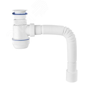 Изображение товара Сифон МИНИ ЭЛИТ для моек и раковин D40-40/50 мм с пластиковым выпуском 63 мм и c гофротрубой L800 мм (шт)