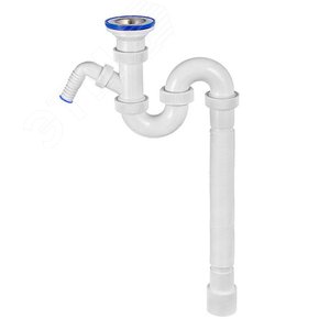 Изображение товара Сифон ТРУБНЫЙ для моек и раковин прямоточный без выпуска с отводом и с гофротрубой L800 мм 1'1/2 - D40/50 (шт)