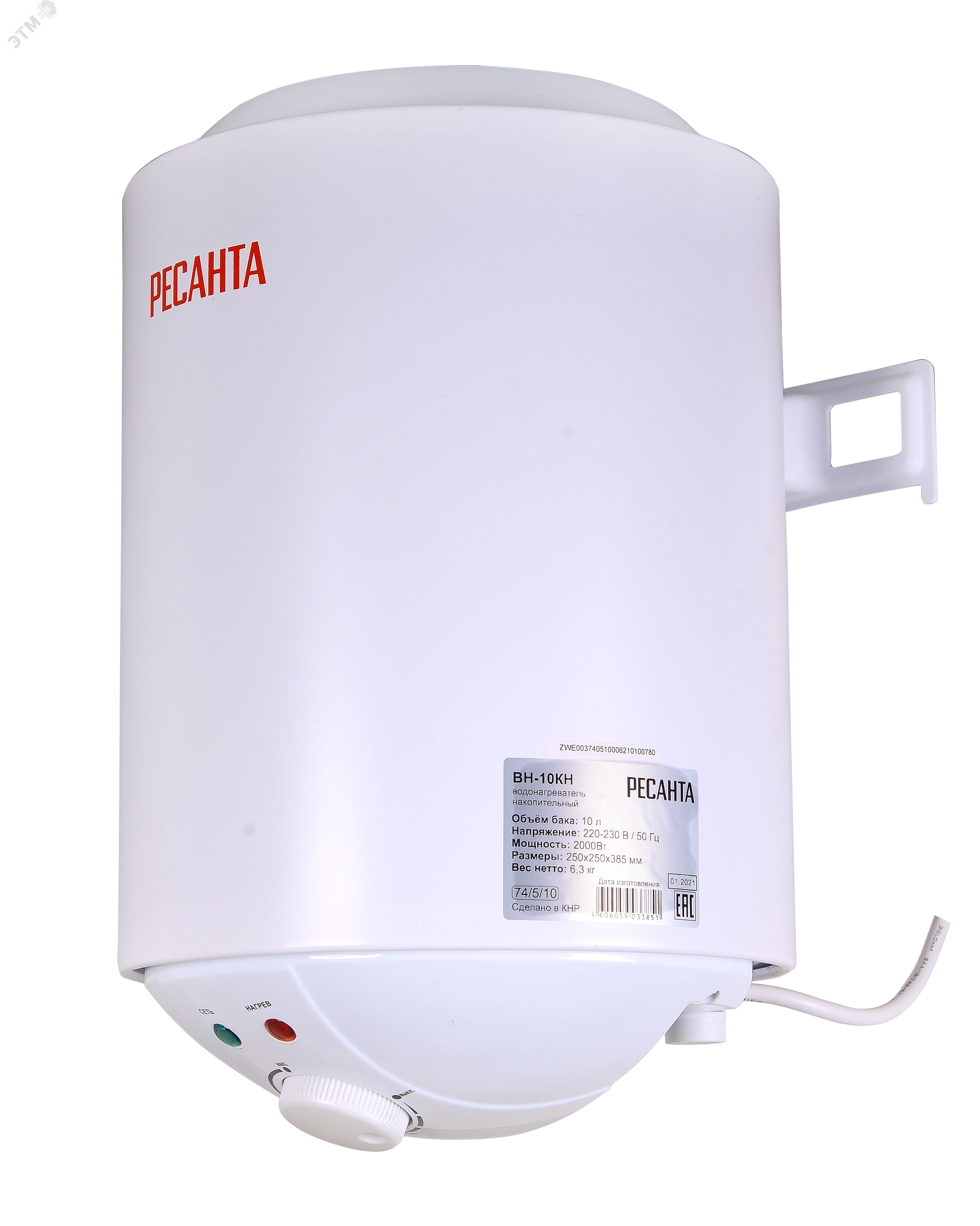 Изображение товара Водонагреватель накопительный круглый ВН-10КН Ресанта (шт)
