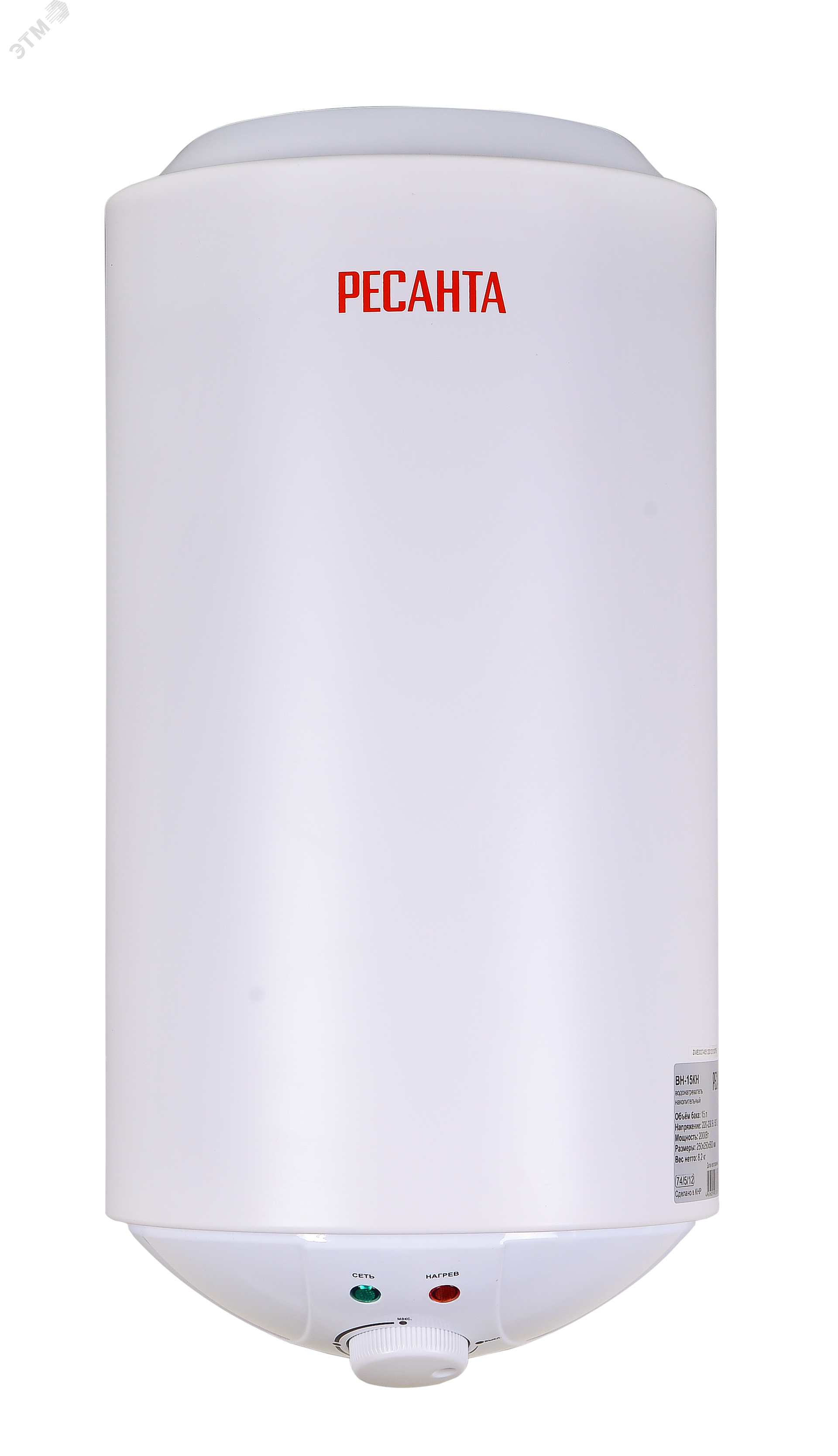 Изображение товара Водонагреватель накопительный круглый ВН-15КН Ресанта (шт)