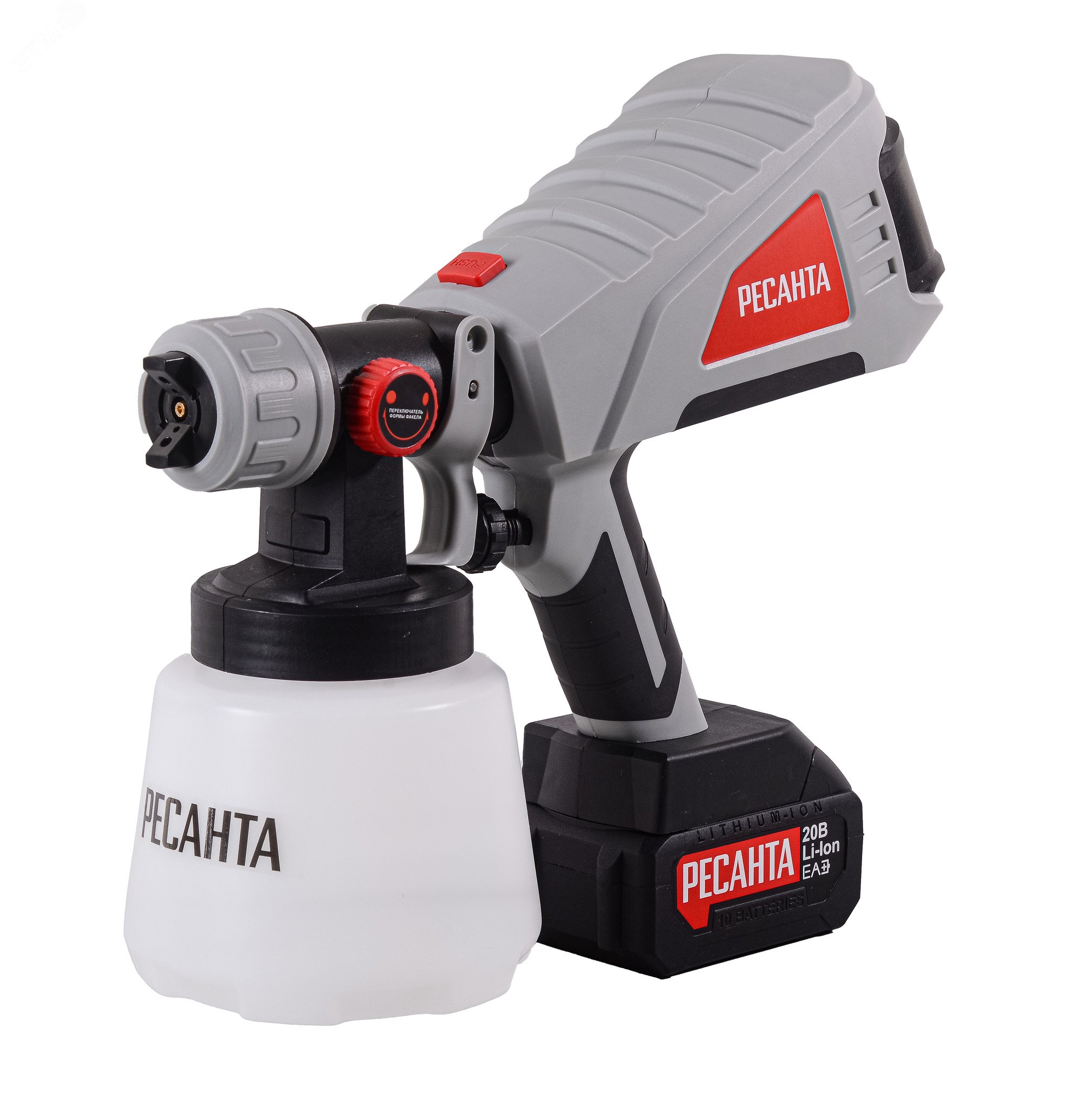 Изображение товара Аккумуляторный краскопульт Ресанта АКП-20Li 20 В, 0,8 л/м, 3 сопла, автономный