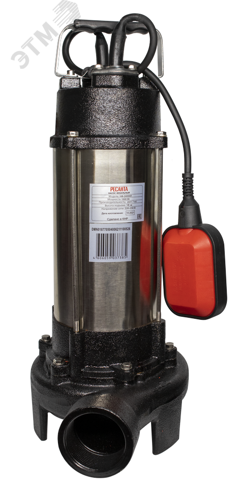 Изображение товара Фекальный насос НФ-24000Л Ресанта мощность 1.5 кВт для отвода загрязненных вод