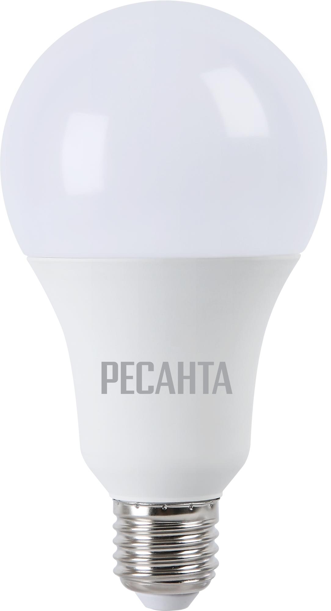 Лампа светодиодная LL-R-A80-20W-230-4K-E27 (груша, 20Вт, нейтр., Е27) Ресанта