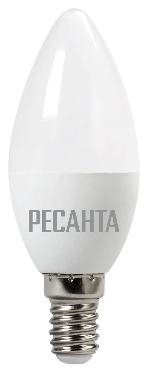 Лампа светодиодная LL-R-C37-6W-230-4K-E14 (свеча, 6Вт, нейтр., Е14) Ресанта