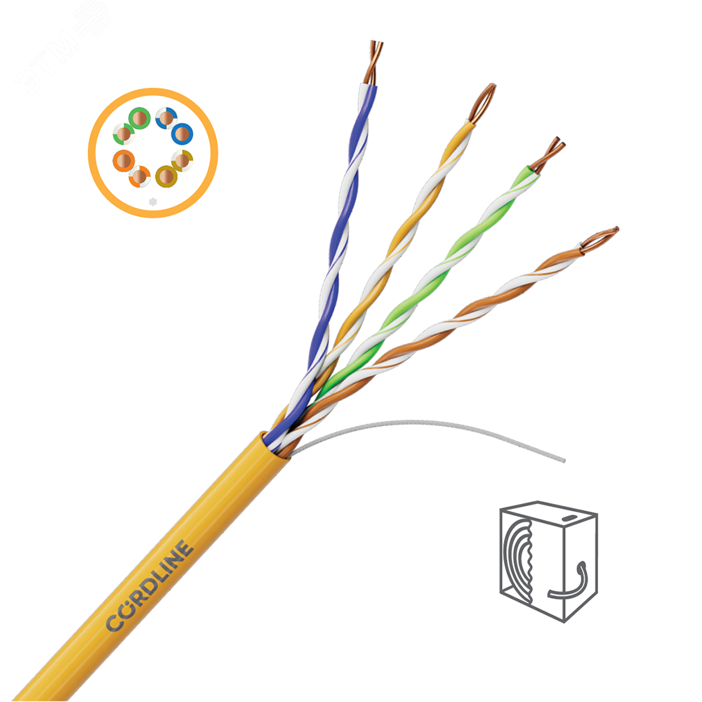 Изображение товара Кабель витая пара СORDLINE U/UTP 5e Сu 4х2х0.51 LSZH IN PROF оранжевый 305м (м)