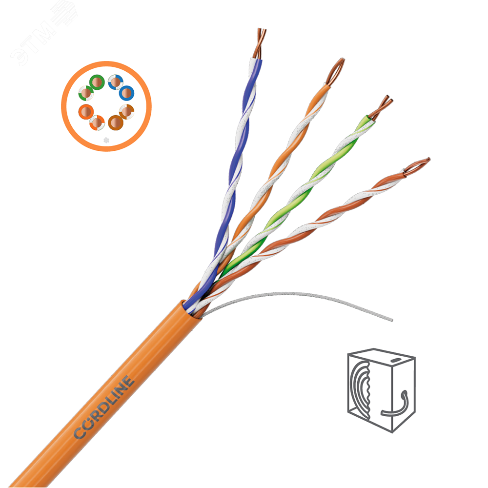 Изображение товара Кабель витая пара СORDLINE U/UTP 5e Сu 4х2х0.51 LSZH IN PROF оранжевый 305м (м)