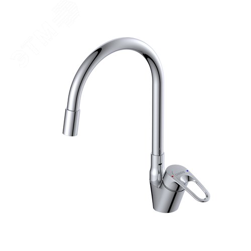 Изображение товара Смеситель для кухни однорычажный с белым изливом L1004MGW (шт)