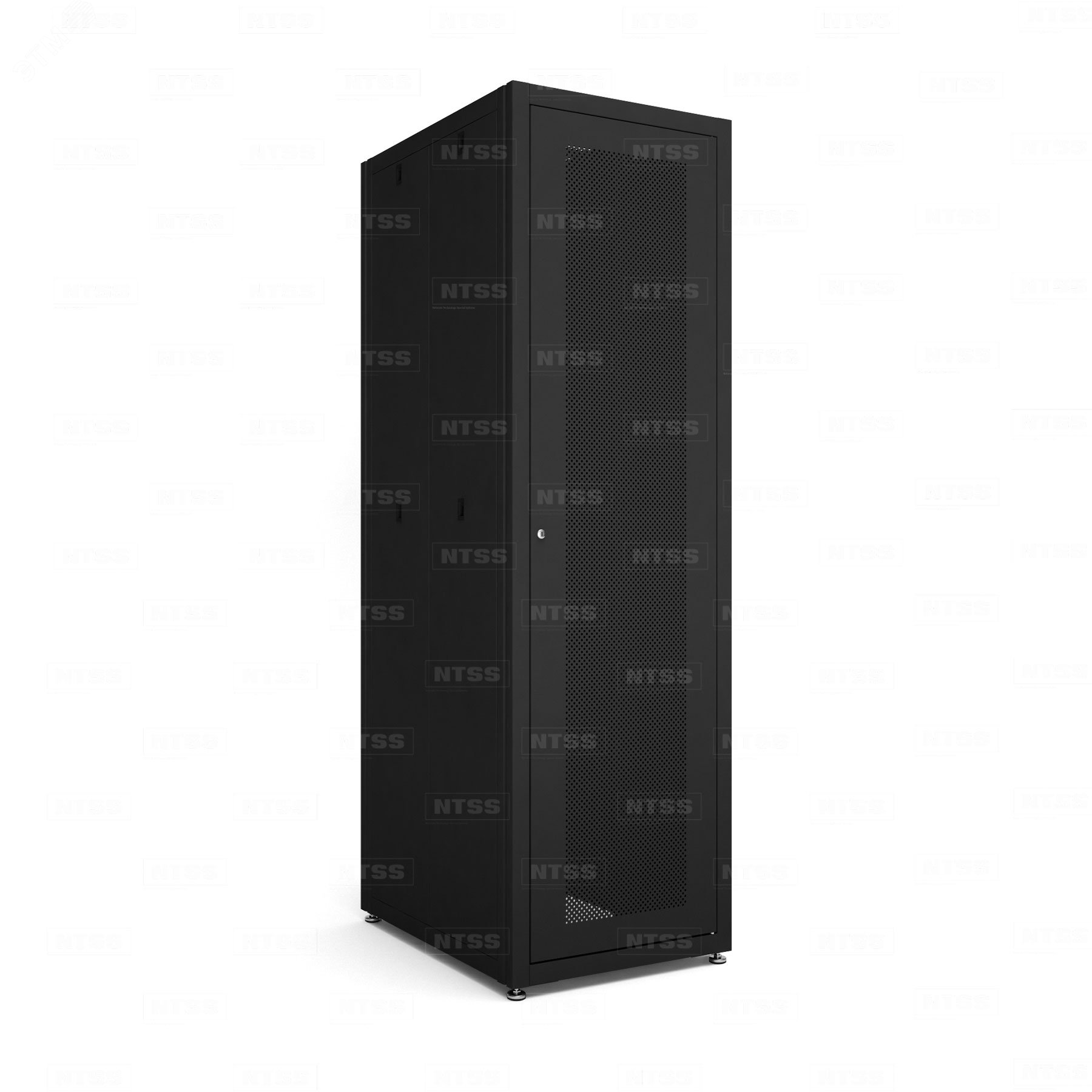 Шкаф напольный телекоммуникационный RS 22U 600х1000мм, 4 профиля 19, двери перфорированная и сплошная металл, регулируемые опоры, боковые стенки съемные, разобранный, черный RAL 9005 NTSS-RSP22U60100PD-BL NTSS - превью 3