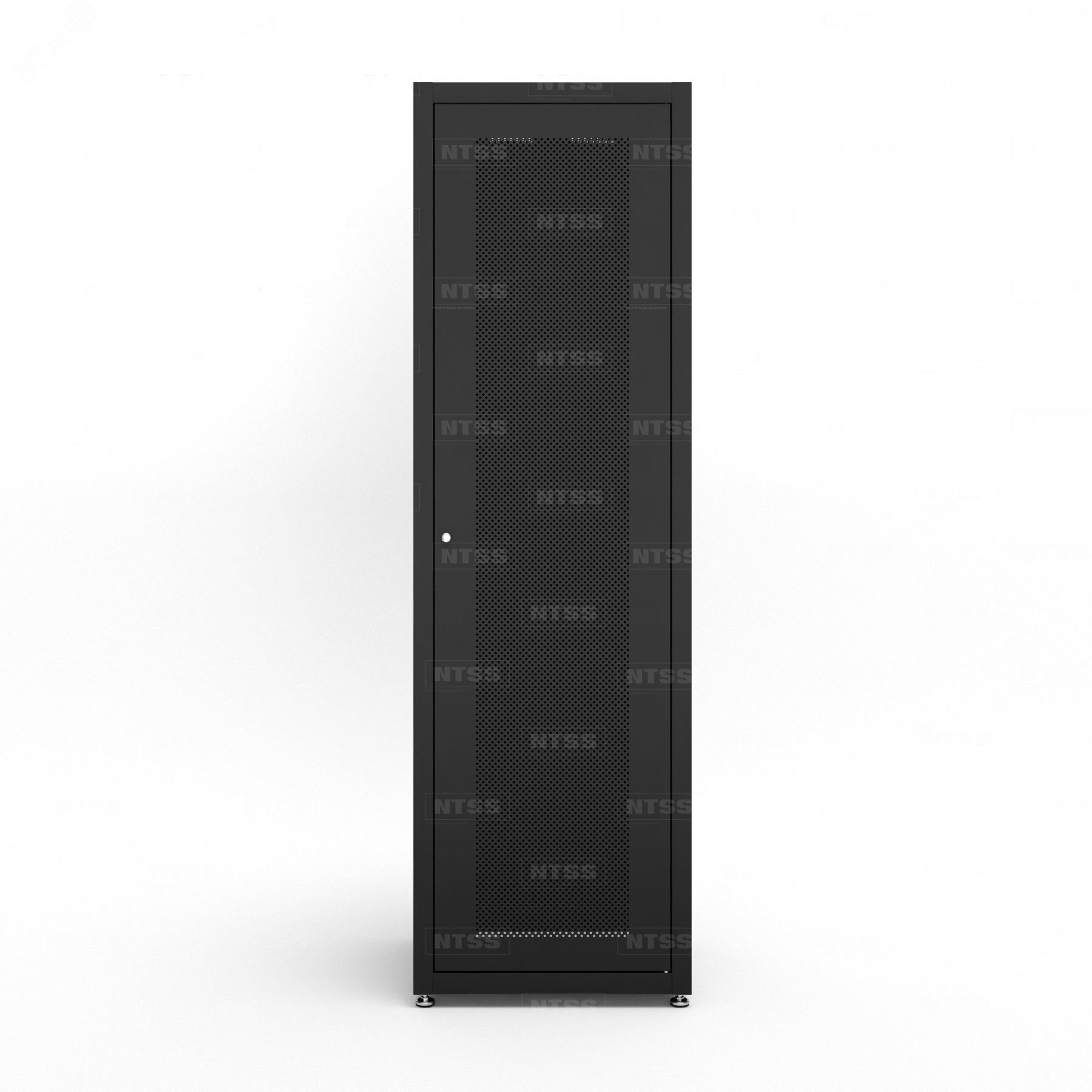 Шкаф напольный телекоммуникационный RS 42U 600х600мм, 4 профиля 19, двери перфорированная и сплошная металл, регулируемые опоры, боковые стенки съемные, разобранный, черный RAL 9005 NTSS-RSP42U6060PD-BL NTSS - превью