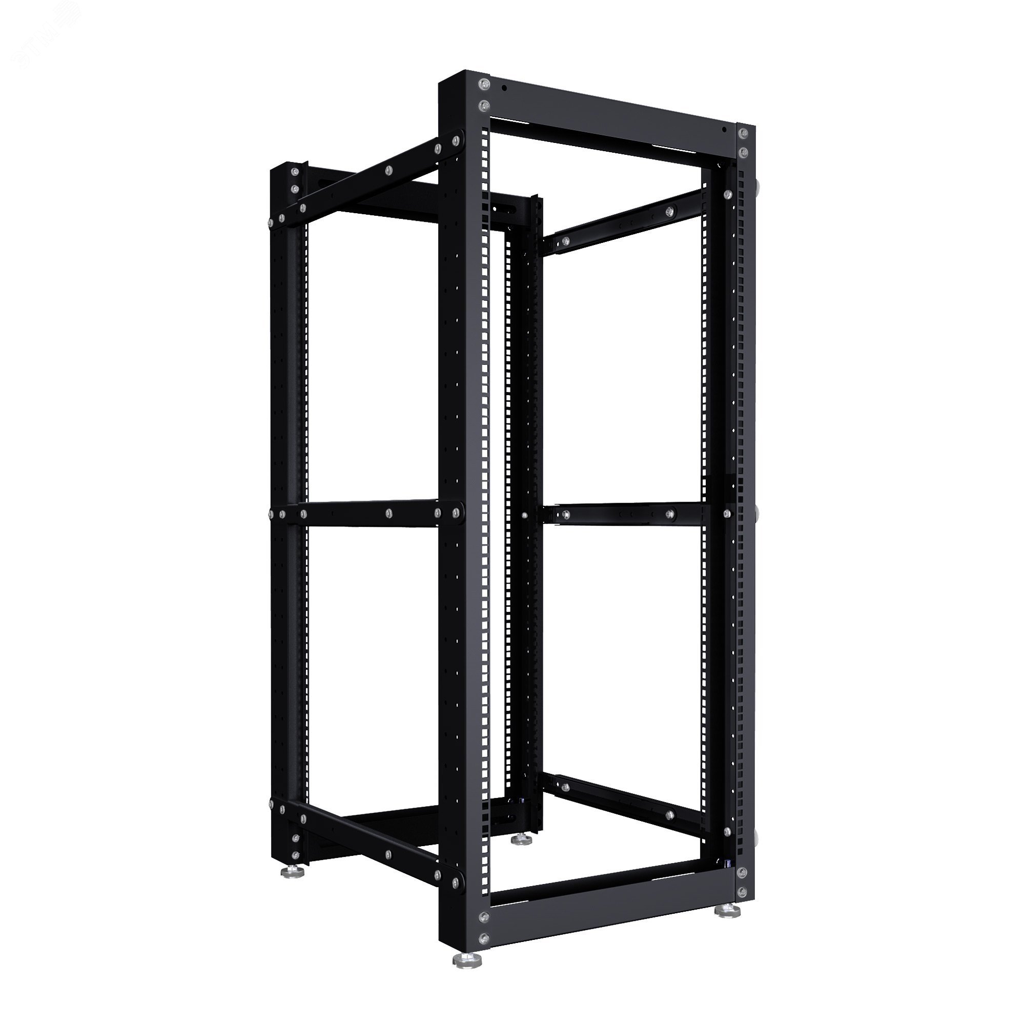 Изображение товара СТойка телекоммуникационная 24U двухрамная 600-1000 мм черная RAL 9005 NTSS