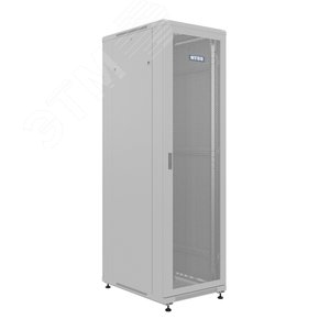 Шкаф напольный универсальный серверный R 42U 600х800мм, 4 профиля 19, двери перфорированная и сплошная металл, боковые стенки съемные, регулируемые опоры, разобранный, серый RAL 7035