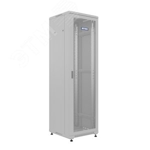 Шкаф напольный универсальный серверный R 18U 600х600мм, 4 профиля 19, двери перфорированная и сплошная металл, боковые стенки съемные, регулируемые опоры, разобранный, серый RAL 7035