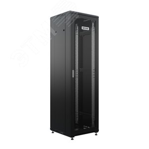 Шкаф напольный универсальный серверный R 18U 600х600мм, 4 профиля 19, двери перфорированная и сплошная металл, боковые стенки съемные, регулируемые опоры, разобранный, черный RAL 9005