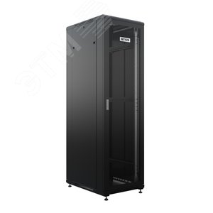 Шкаф напольный универсальный серверный R 18U 600х800мм, 4 профиля 19, двери перфорированная и сплошная металл, боковые стенки съемные, регулируемые опоры, разобранный, черный RAL 9005
