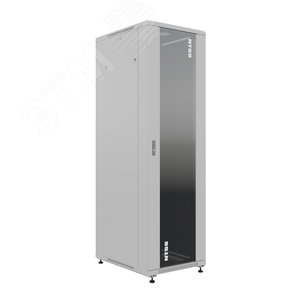 Шкаф напольный универсальный серверный R 42U 600х800мм, 4 профиля 19, двери стекло и сплошная металл, боковые стенки съемные, регулируемые опоры, разобранный, серый RAL 7035