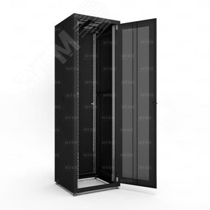 Шкаф напольный телекоммуникационный RS 42U 600х600мм, 4 профиля 19, двери перфорированная и сплошная металл, регулируемые опоры, боковые стенки съемные, разобранный, черный RAL 9005 NTSS-RSP42U6060PD-BL NTSS - 3