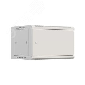 Изображение товара Шкаф настенный телекоммуникационный W 6U 600х450х370мм, 2 профиля 19, дверь сплошная металл, боковые стенки съемные, разобранный, серый RAL 7035 (шт)