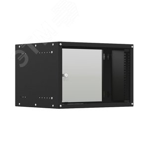 Шкаф настенный телекоммуникационный LIME 12U 550х450х635мм, 2 профиля 19, дверь стеклянная, боковые стенки несъемные, разобранный, черный RAL 9005