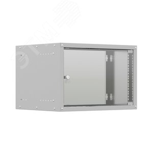 Шкаф настенный телекоммуникационный LIME 6U 550х600х370мм, 2 профиля 19, дверь стеклянная, боковые стенки несъемные, разобранный, серый RAL 7035