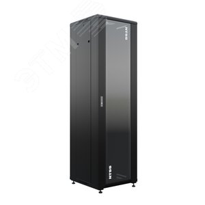 Изображение товара Шкаф напольный универсальный серверный R 42U 600х600мм. 4 профиля 19. двери стекло и сплошная металл. боковые стенки съемные. регулируемые опоры. разобранный. черный RAL 9005 (шт)