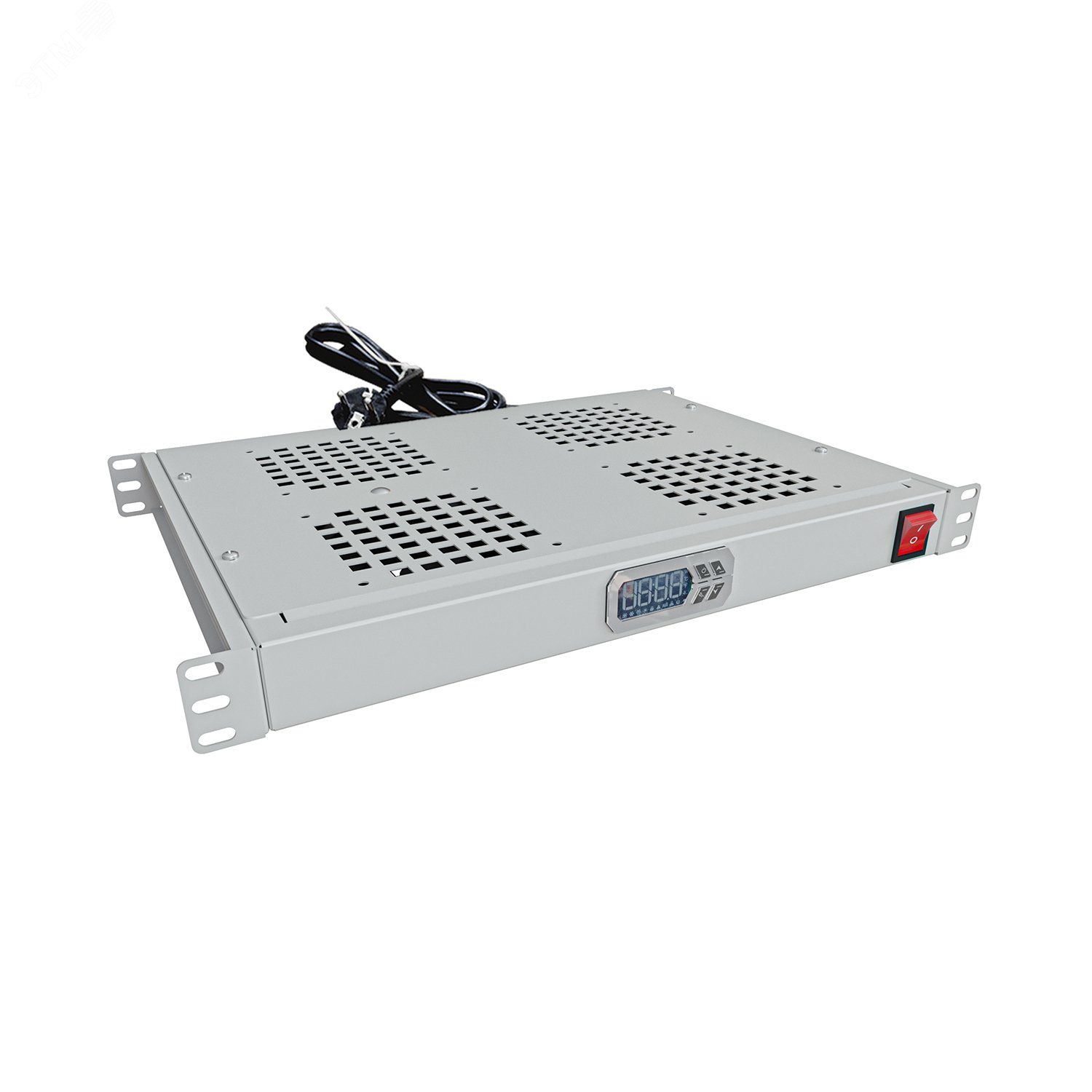 Изображение товара Модуль вентиляторный крепление на 19 1U, 4 элемента, электронный термоконтроллер, цифровой термодатчик, серый RAL 7035 (шт)