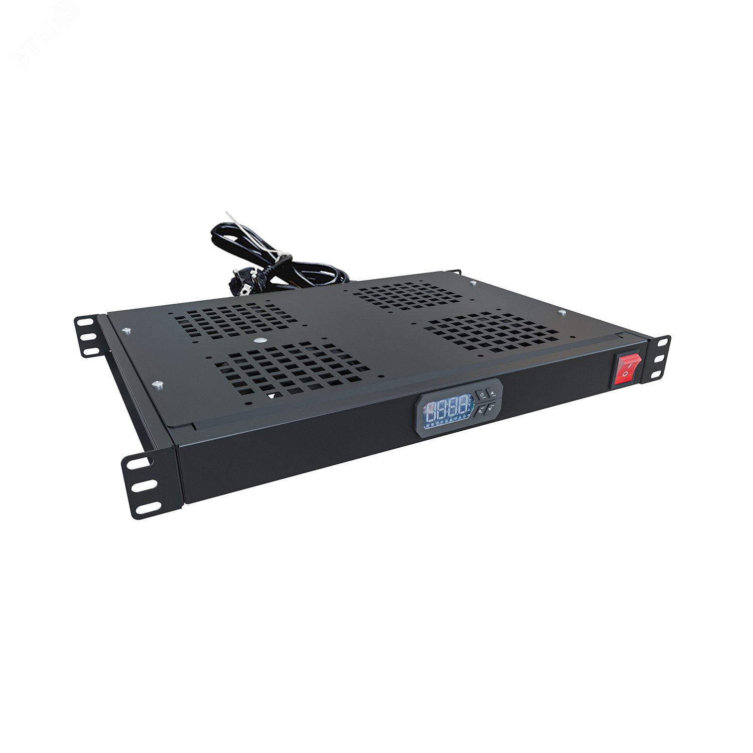 Изображение товара Модуль вентиляторный крепление на 19 1U 4 вентилятора электронный термоконтроллер RAL 9005