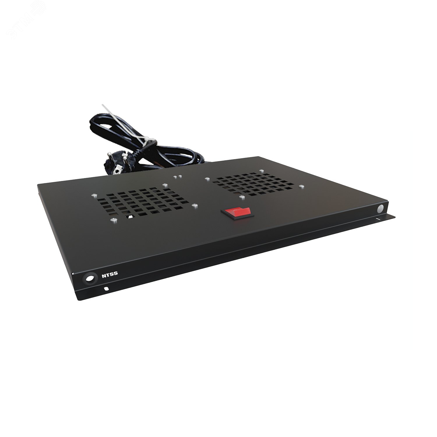 Изображение товара Модуль вентиляторный потолочный для шкафов серии R глубиной 600мм на 2 элемента потолочный без термостата, черный RAL 9005 (шт)