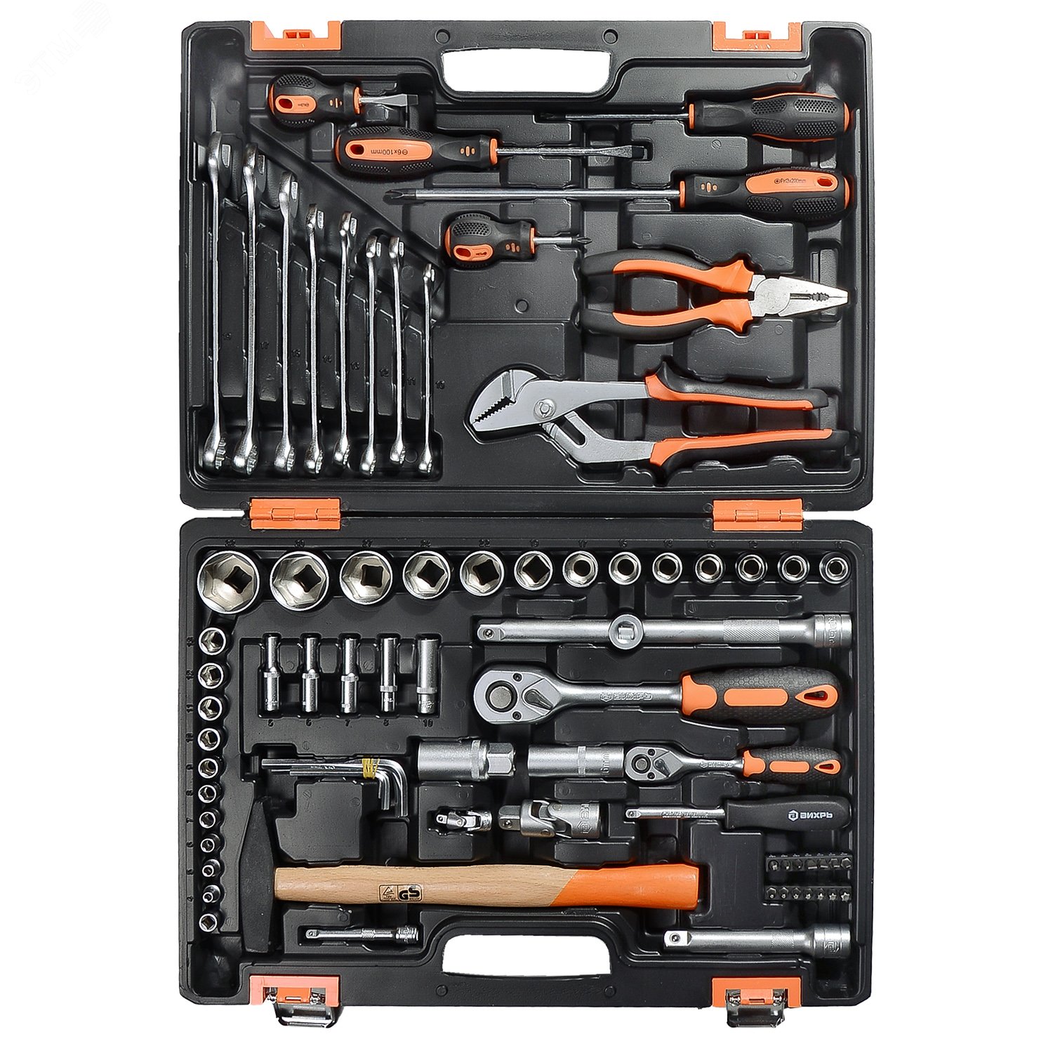 Изображение товара Набор инструментов, 1/2'' , 1/4'' , CrV, в кейсе 76 предм'' (шт)