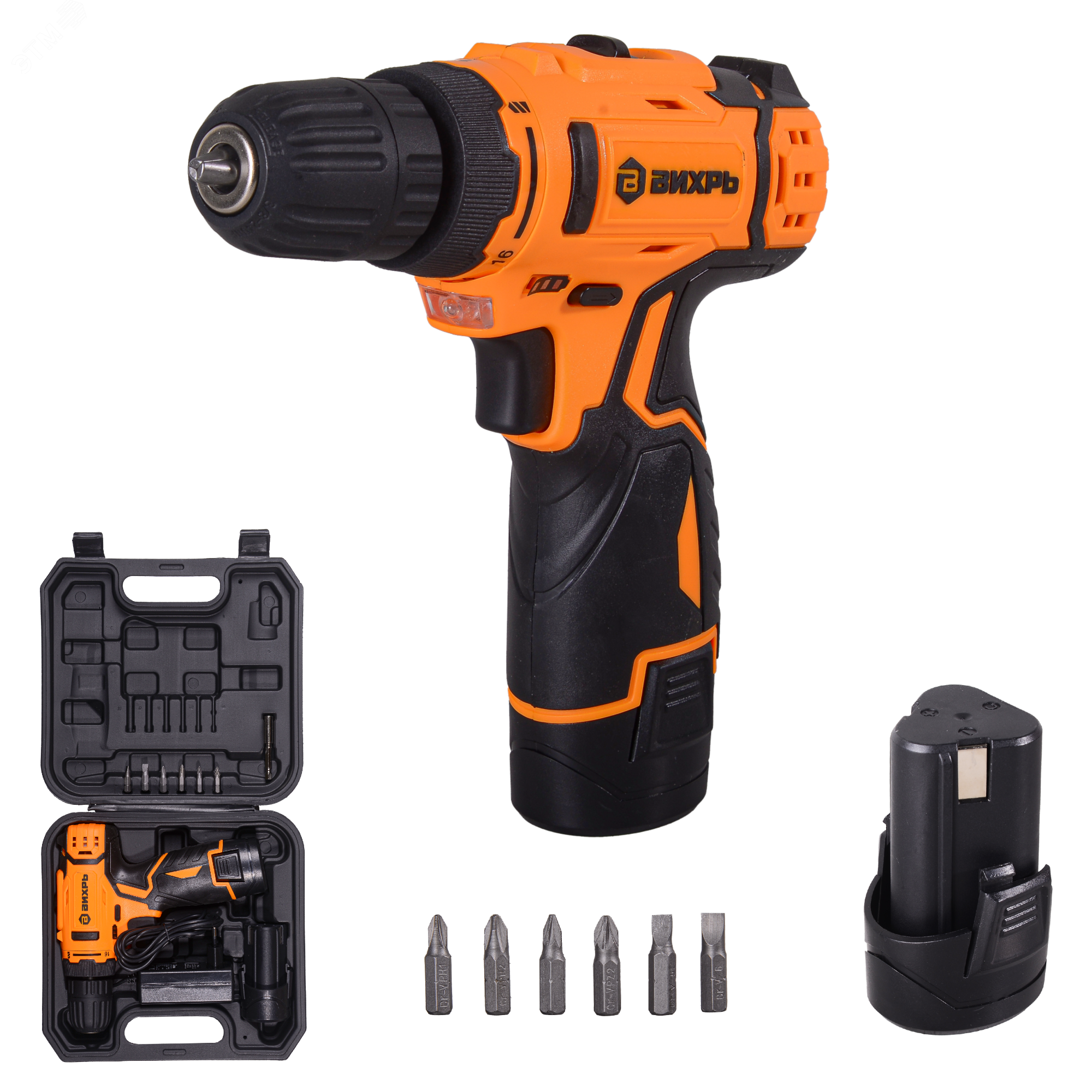 Изображение товара Аккумуляторная дрель-шуруповерт Вихрь ДА-12Л-2К 12 В