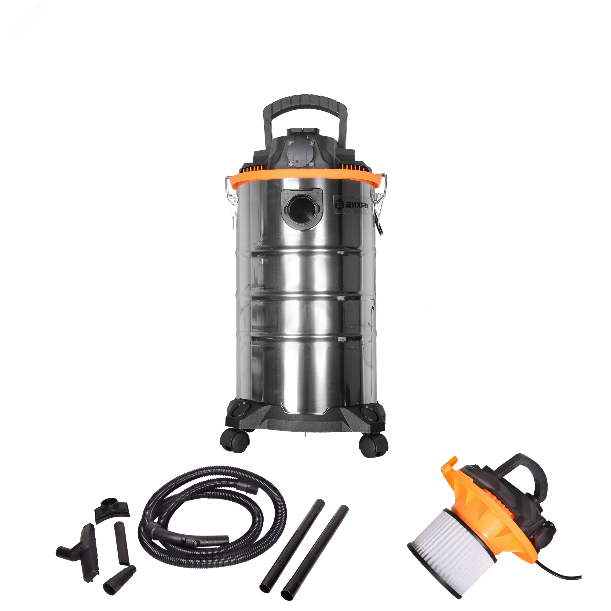 Изображение товара Строительный пылесос Вихрь СП-1500/30 для сухой и влажной уборки
