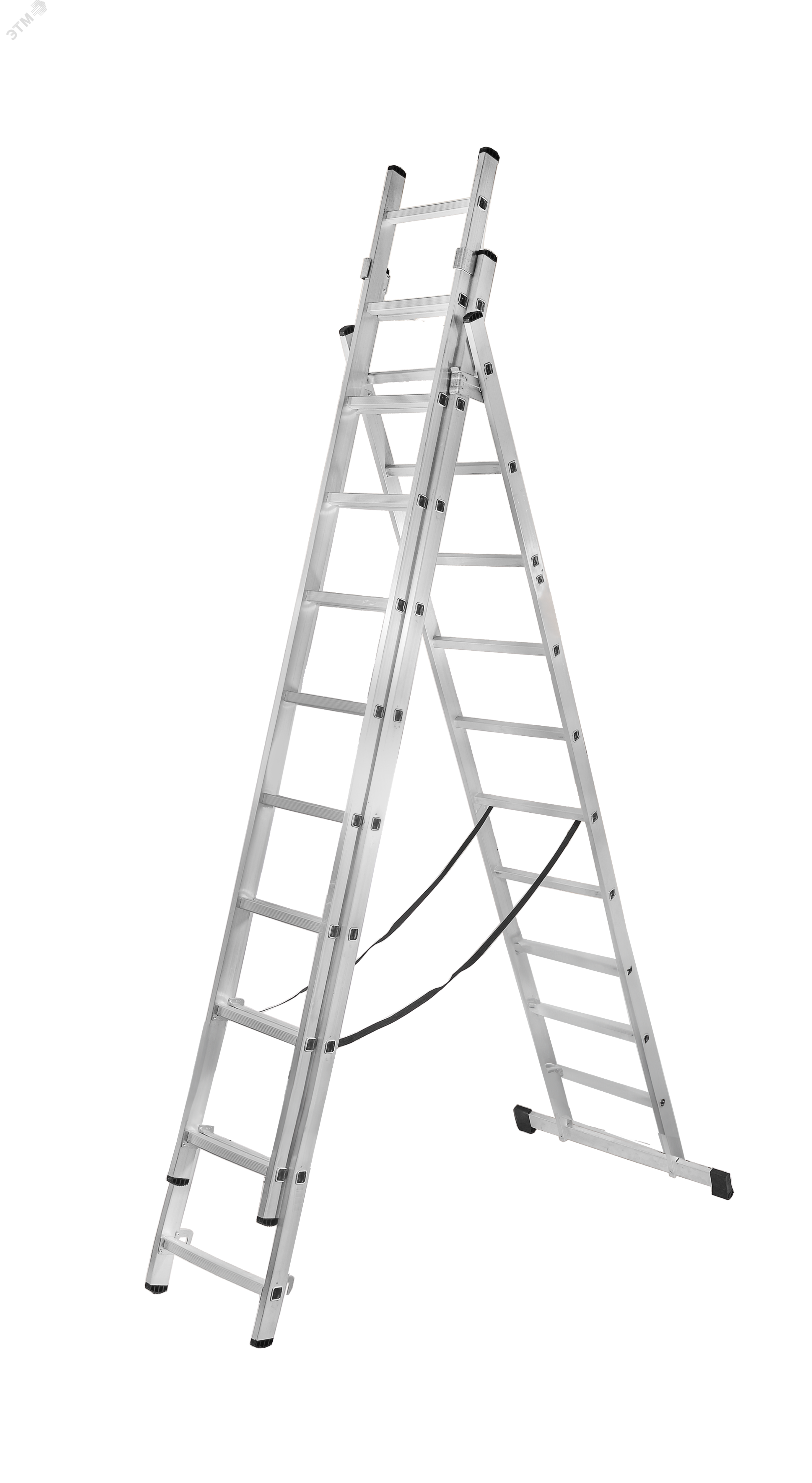 Изображение товара Алюминиевая трехсекционная лестница ВИХРЬ ЛА 3х11 надежная и универсальная