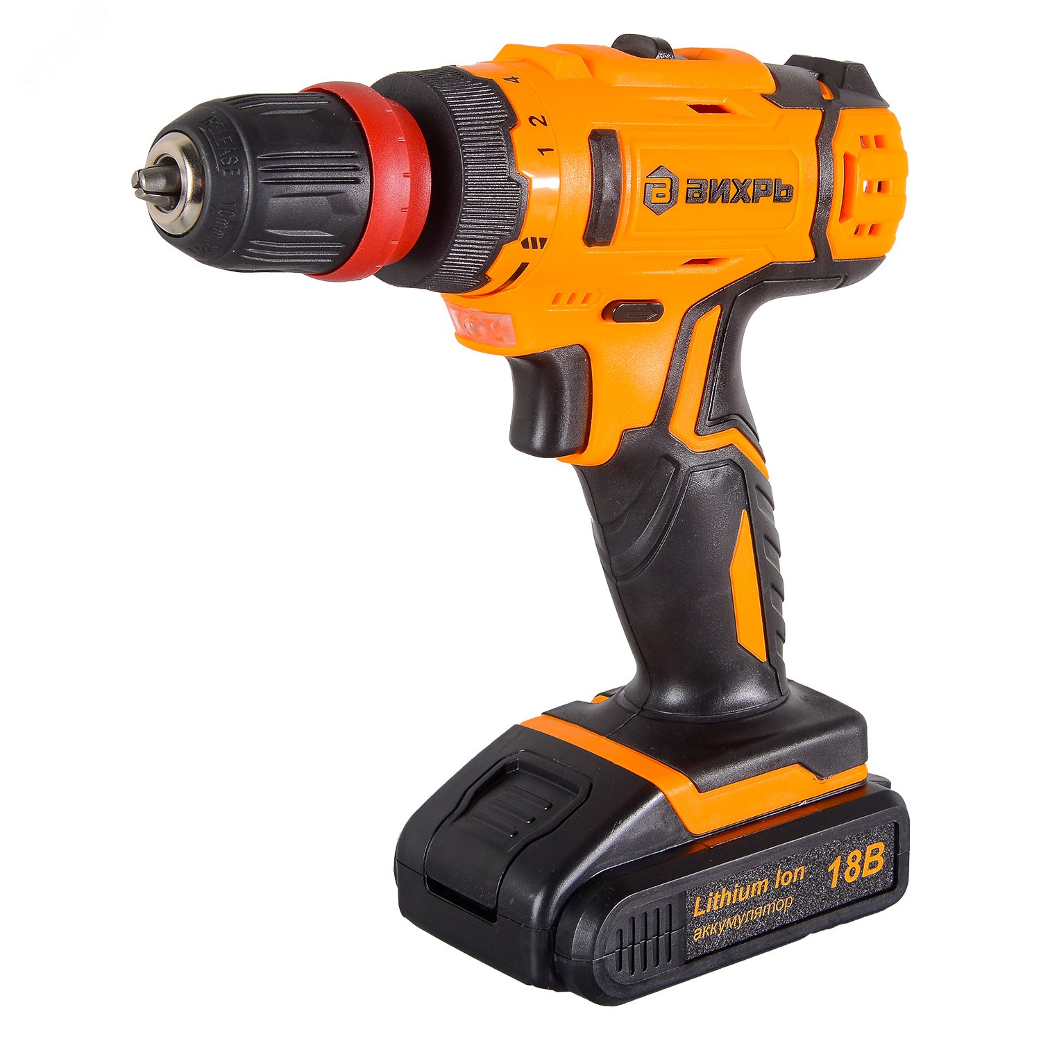 Изображение товара Аккумуляторная дрель-шуруповерт Вихрь ДА-18Л-2КC 18 В 2 А/ч 2 скорости Изображение товара Аккумуляторная дрель-шуруповерт Вихрь ДА-18Л-2КC 18 В 2 А/ч 2 скорости