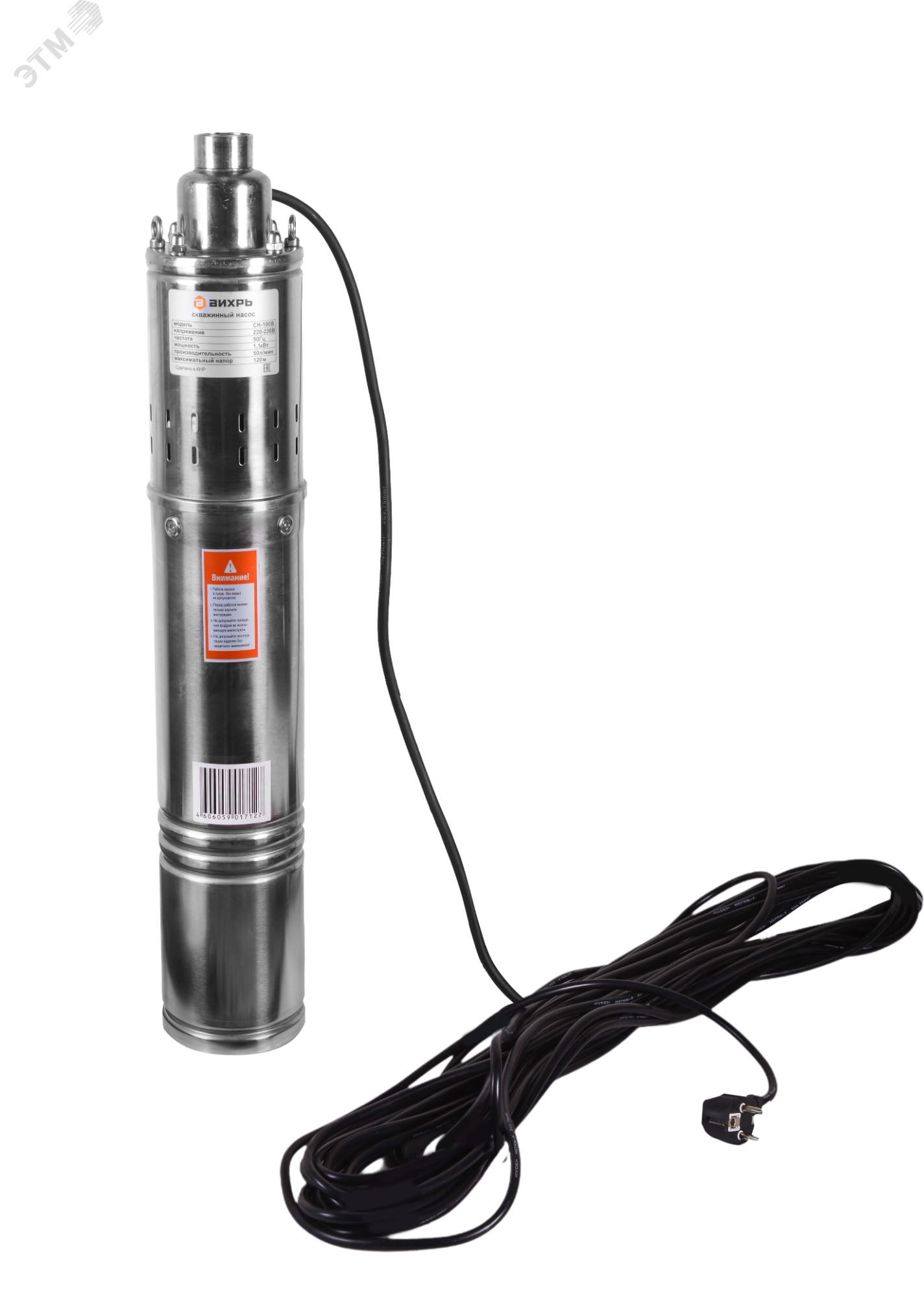 Изображение товара Скважинный насос СН-100B Вихрь для глубокой подачи воды 102 мм 1.1 кВт